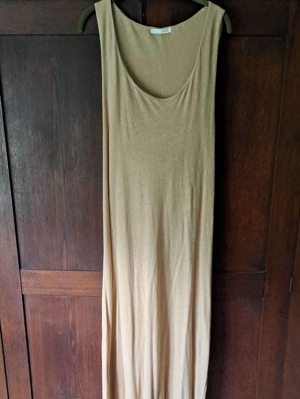 Zara Sleeveless Scoop Neck Maxi Dress in Tan